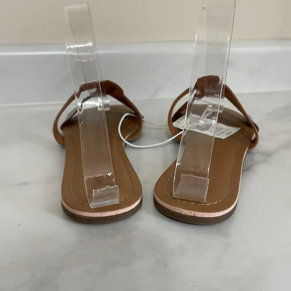 J. CREW Beachside Slide Sandals Women’s Size 7 Smooth Tortoise Print T Strap NEW - Picture 4 of 9